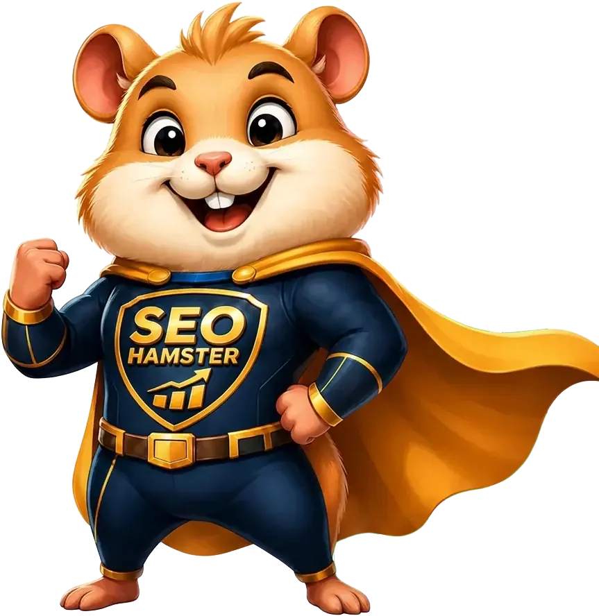 Friendly SEO Hamster mascot — the AI helper that finds and fixes SEO issues on your website