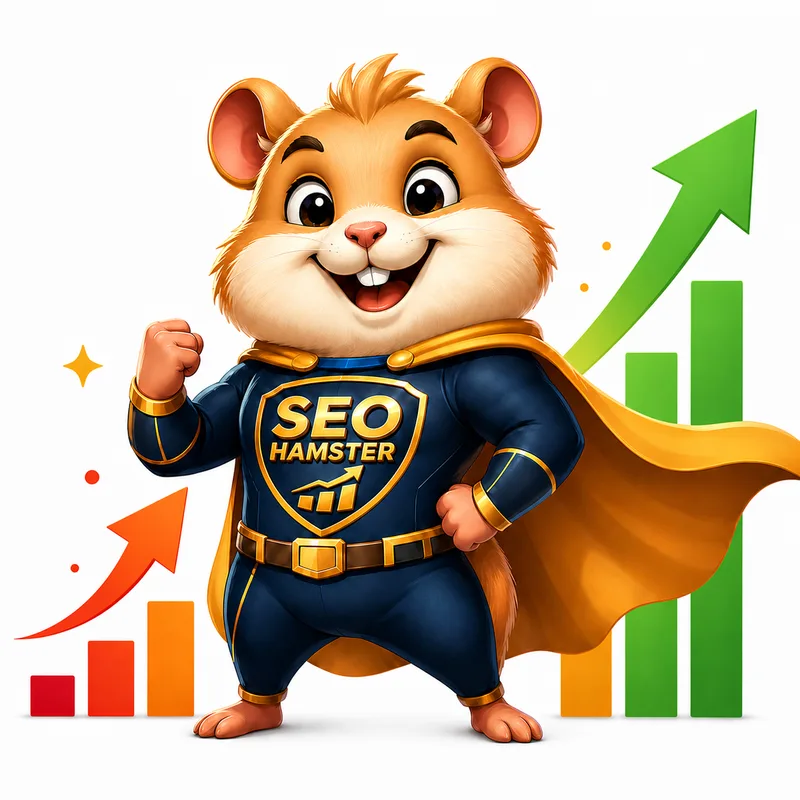 Friendly SEO Hamster mascot — the AI helper that finds and fixes SEO issues on your website